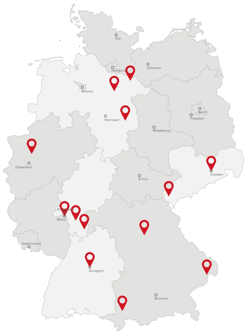 GTÜ-Seminarstandorte für freiwirtschaftliche Seminare in Deutschland