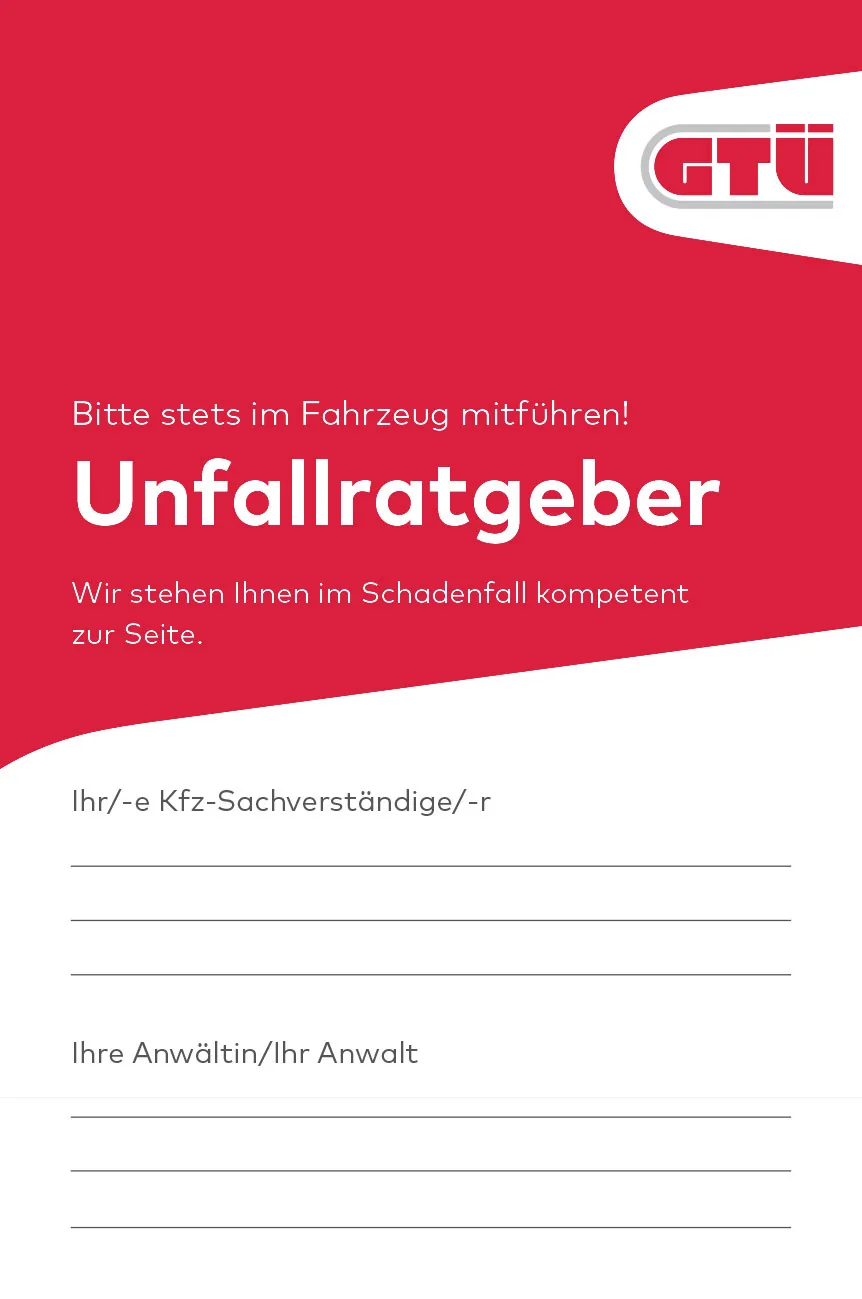 Titelseite des GTÜ-Unfallratgebers