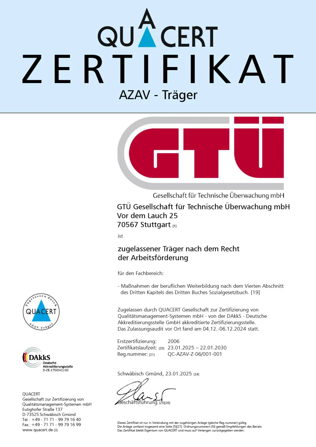 QUACERT-Zertifikat
