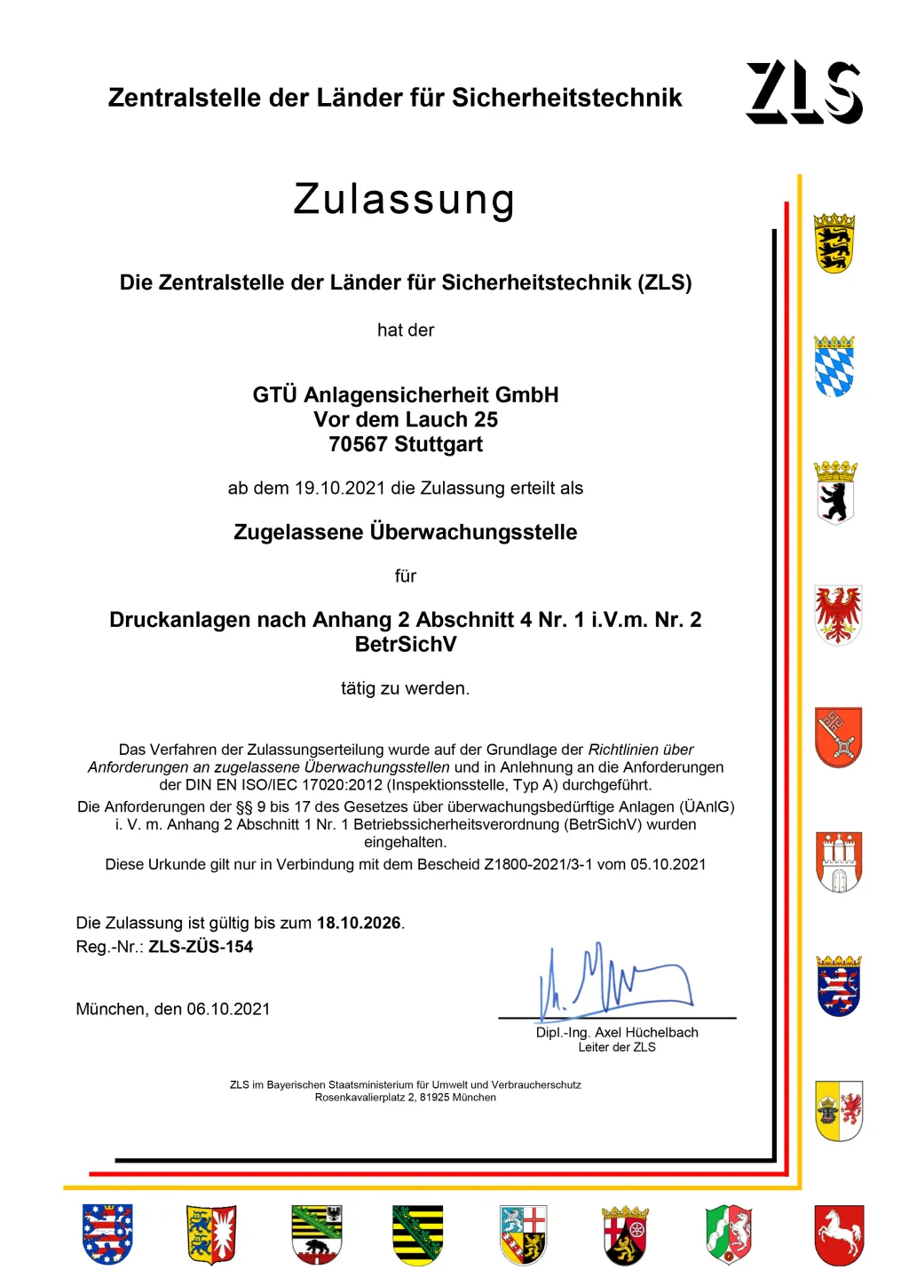 ZLS-Urkunde